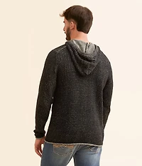 Plated Crossover Hooded Sweater