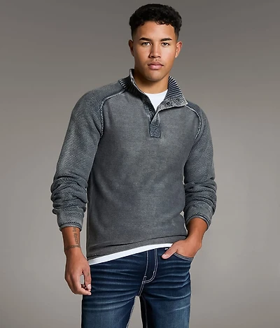 Stonewash Quarter Snap Sweater