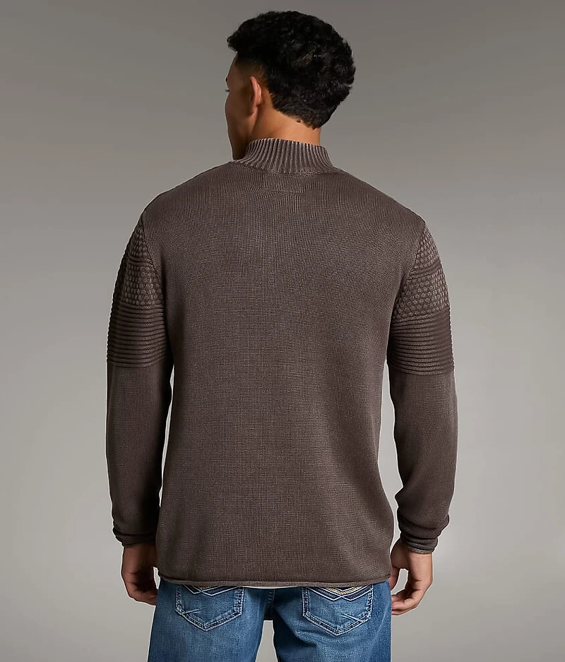Stonewash Quarter Zip Sweater