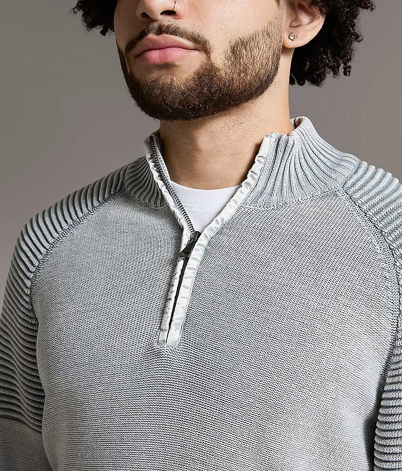 Stonewash Quarter Zip Sweater