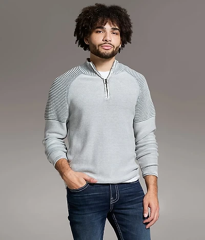 Stonewash Quarter Zip Sweater