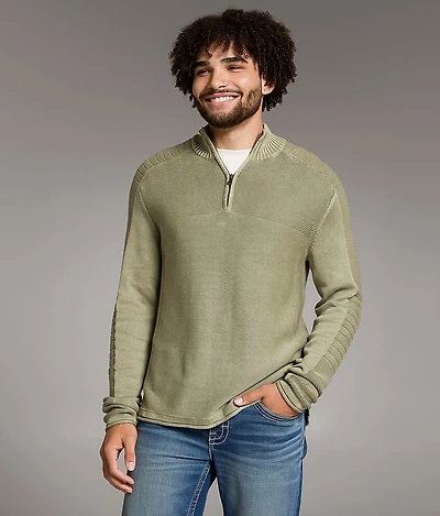 Stonewash Quarter Zip Sweater