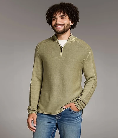 Stonewash Quarter Zip Sweater