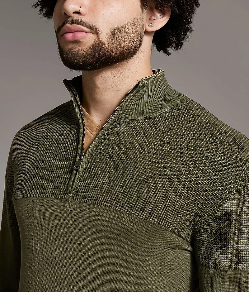 Stonewash Quarter Zip Sweater