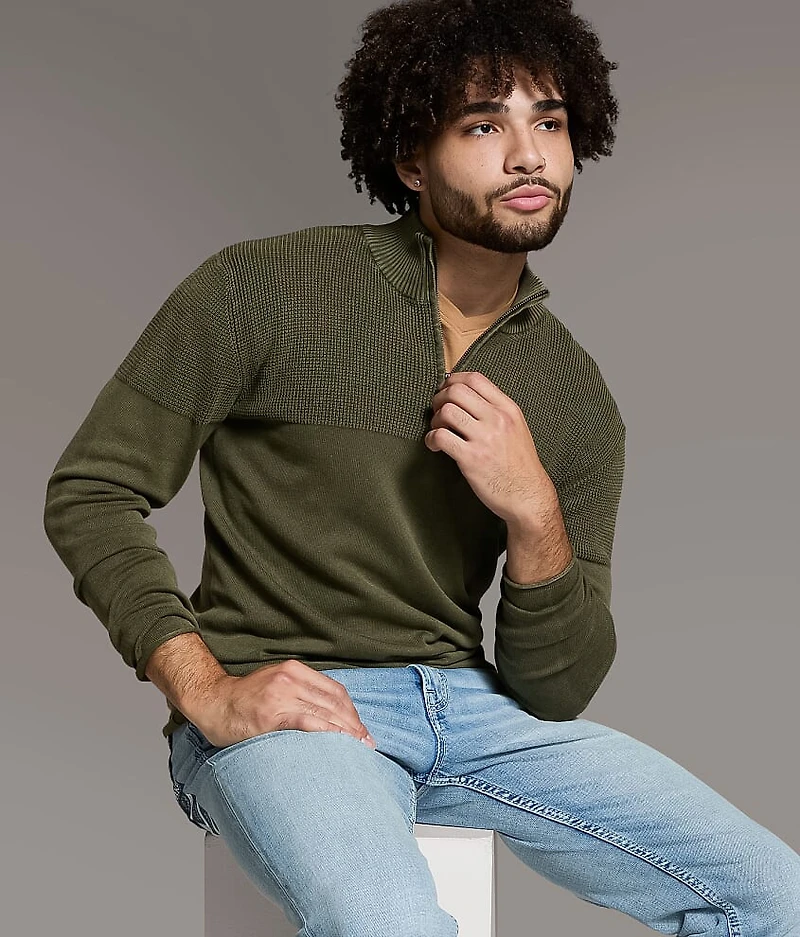 Stonewash Quarter Zip Sweater