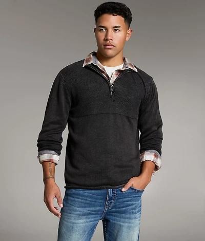 Stonewash Quarter Zip Sweater