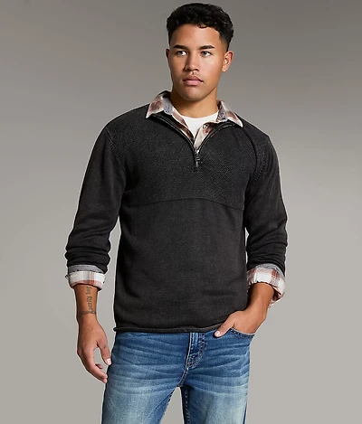 Stonewash Quarter Zip Sweater