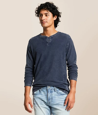 Buckle Black Textured Henley