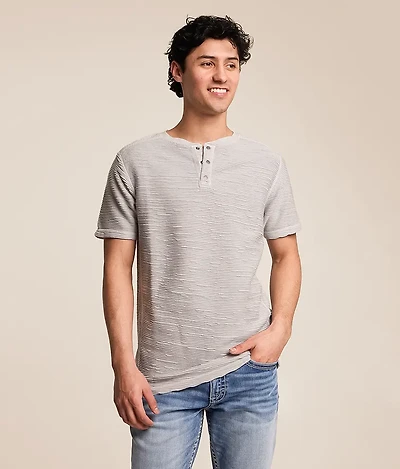 Pleated Snap Henley