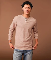Brushed Knit Snap Henley