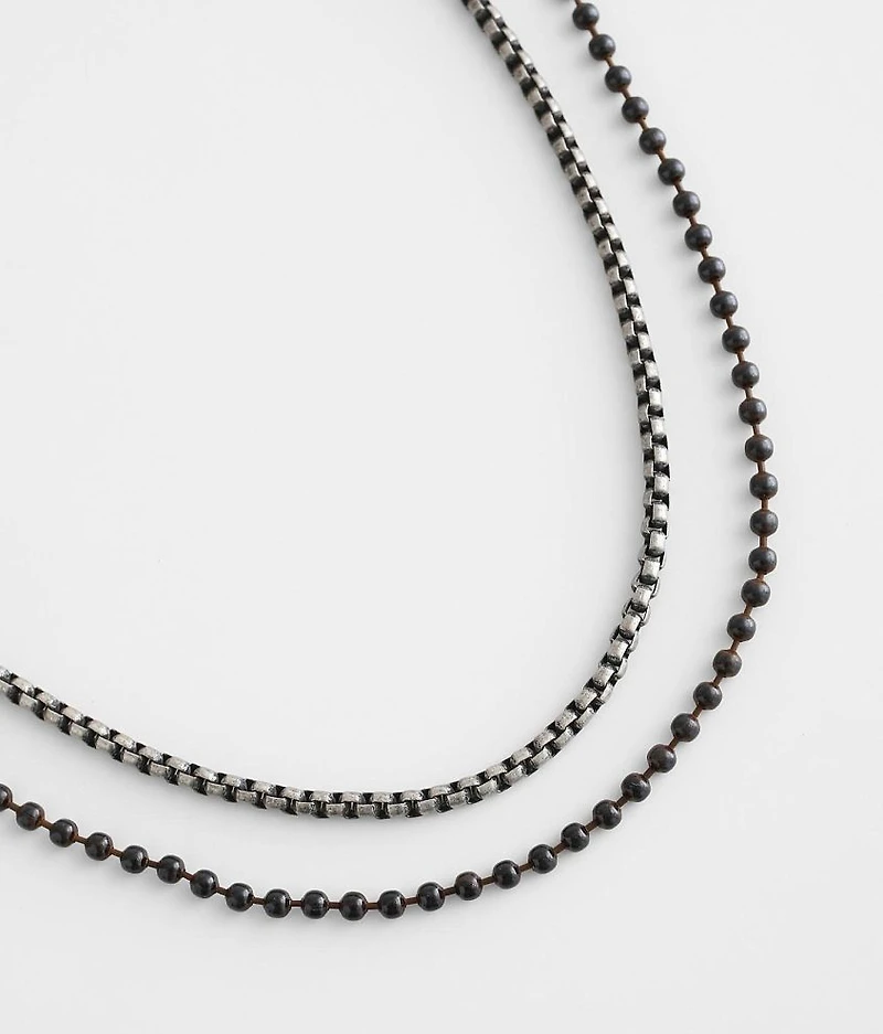 2 Pack Ball & Chain Necklace Set