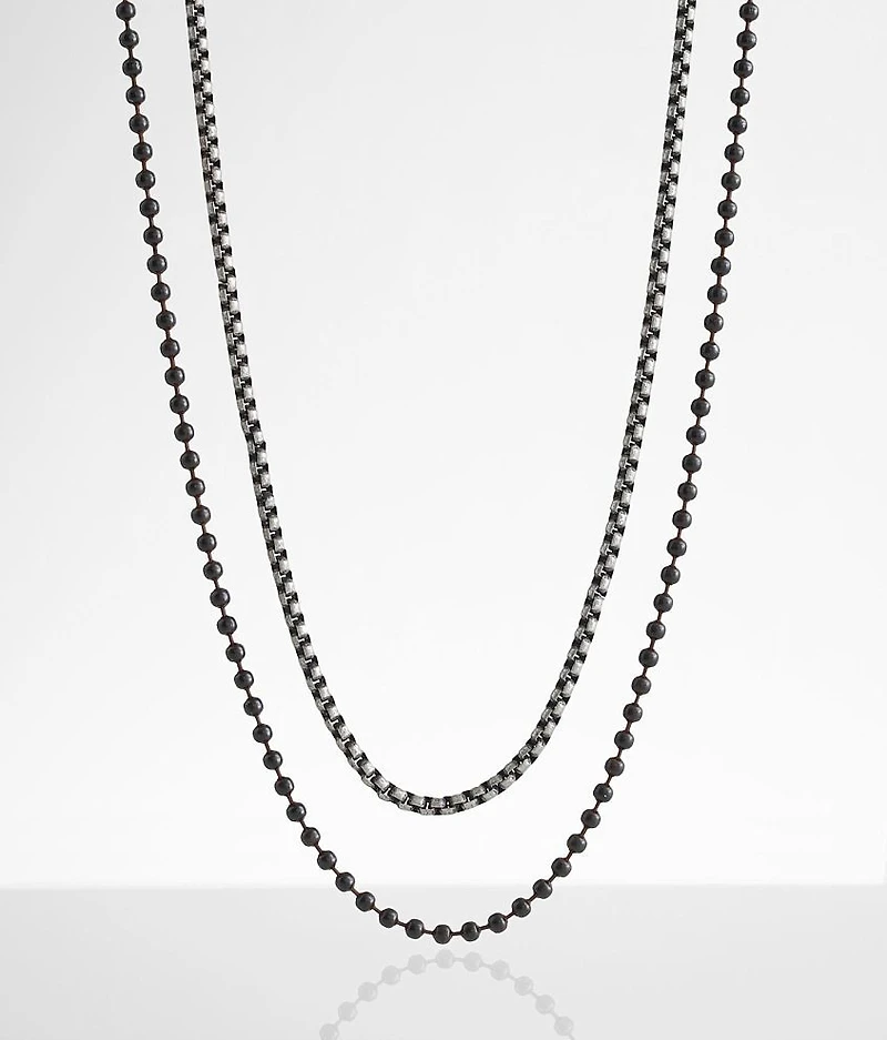 2 Pack Ball & Chain Necklace Set