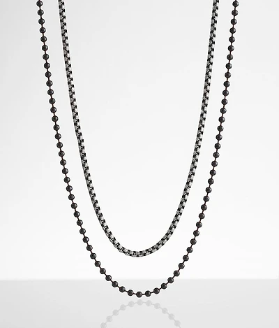 2 Pack Ball & Chain Necklace Set