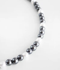 Faux Pearl & Hematite 21" Necklace