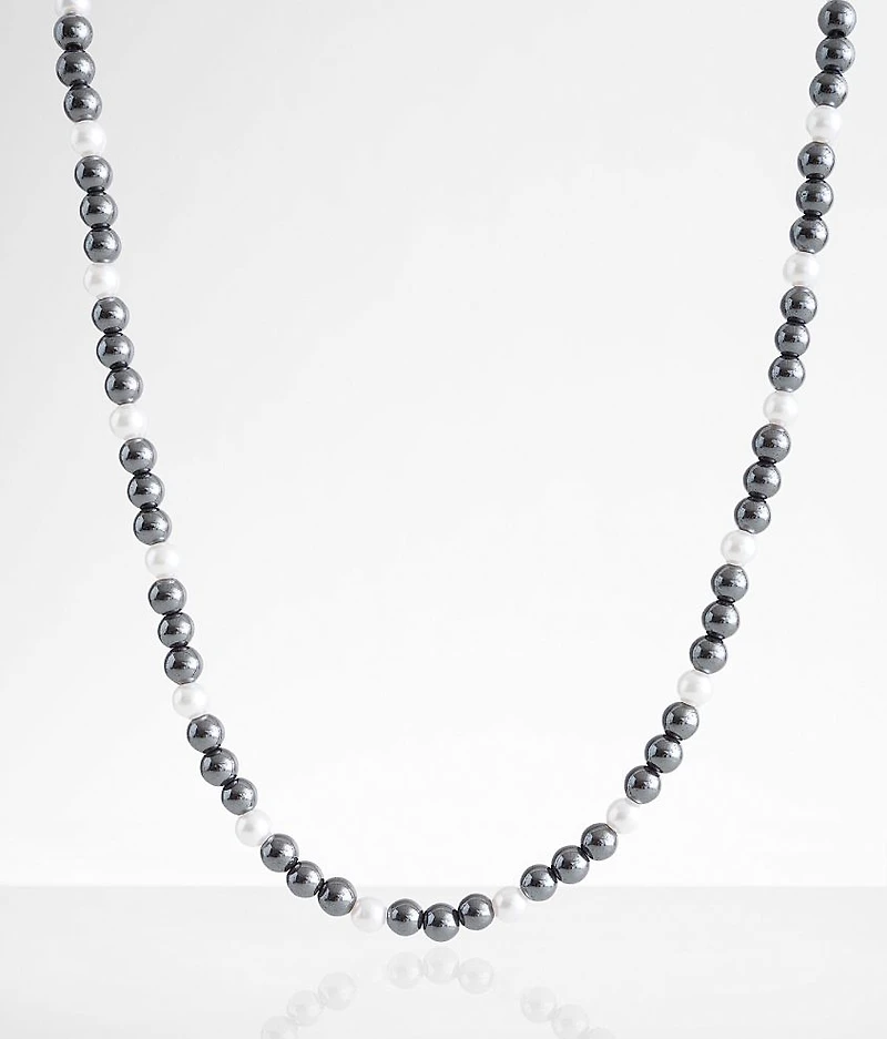 Faux Pearl & Hematite 21" Necklace
