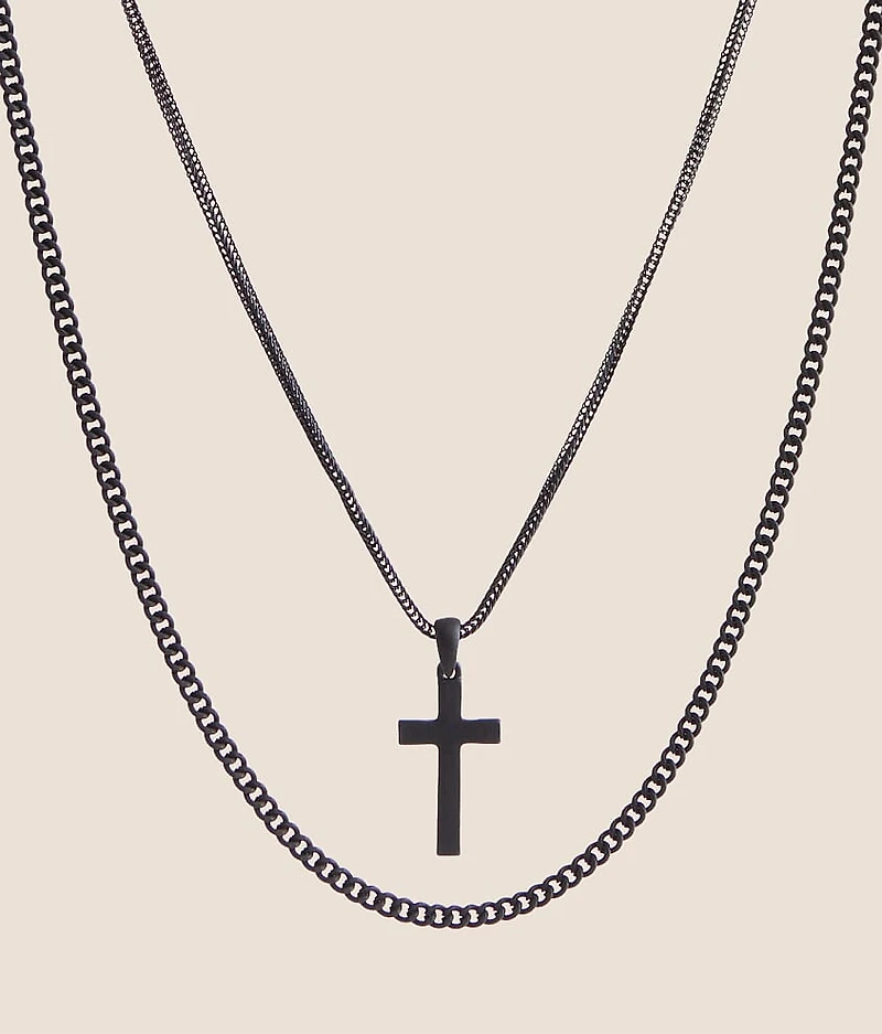2 Pack Cross 17" & 19" Necklace Set