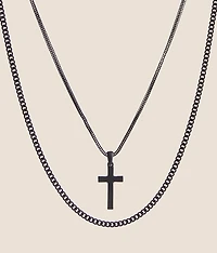 2 Pack Cross 17" & 19" Necklace Set