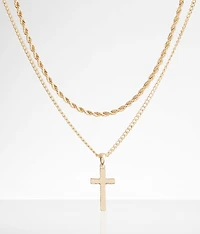 2 Pack Cross 17" & 18" Necklace Set