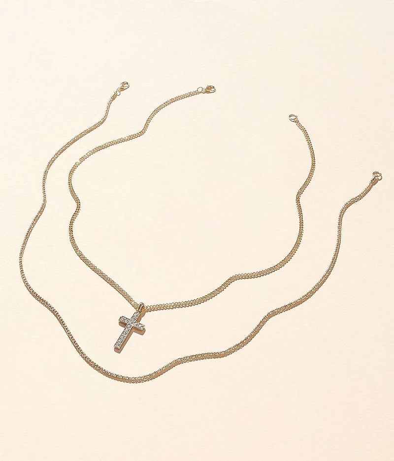 2 Pack Cross 22" & 24" Necklace Set