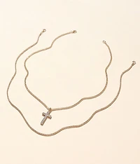 2 Pack Cross 22" & 24" Necklace Set