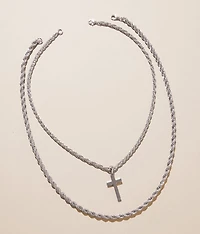 2 Pack 19" & 23" Cross Necklace Set
