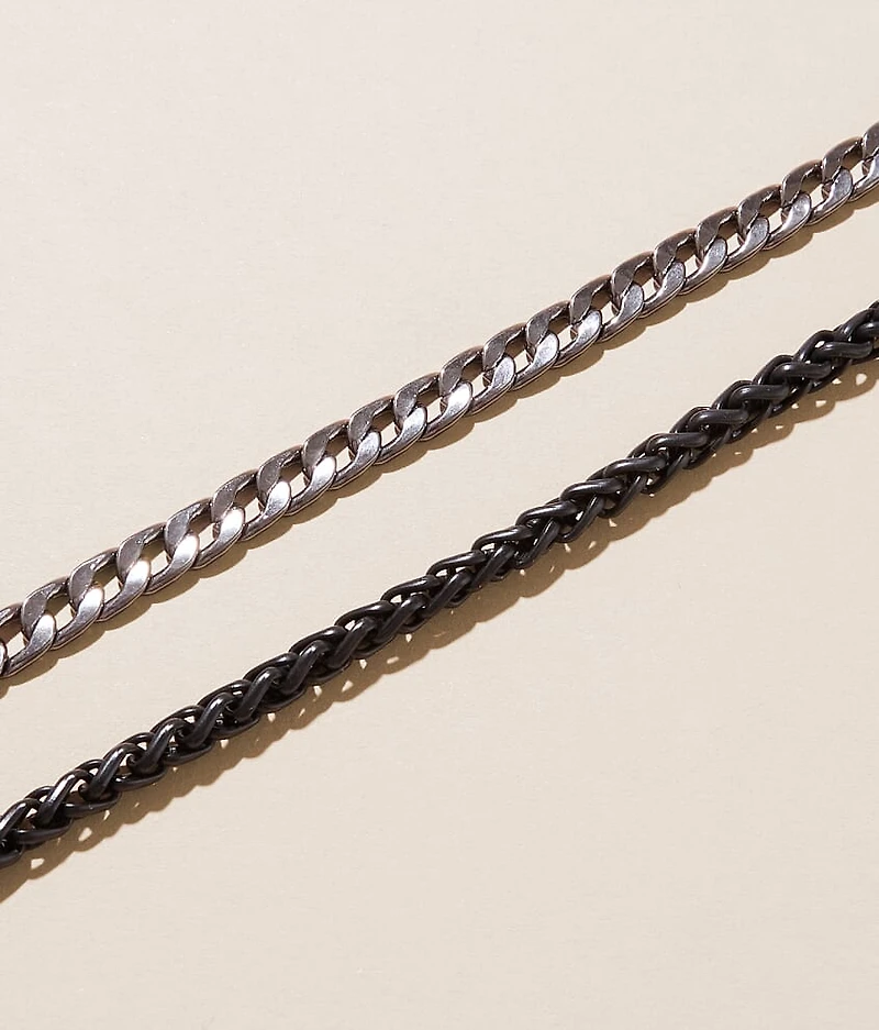 2 Pack 19" Two Tone Necklace Set