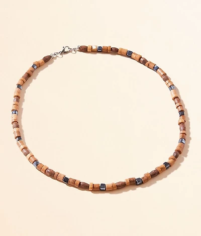 Hematite & Wood 18" Necklace