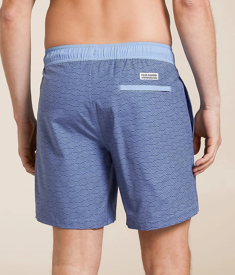 The Bayberry Blue Waves Stretch Swim Trunks