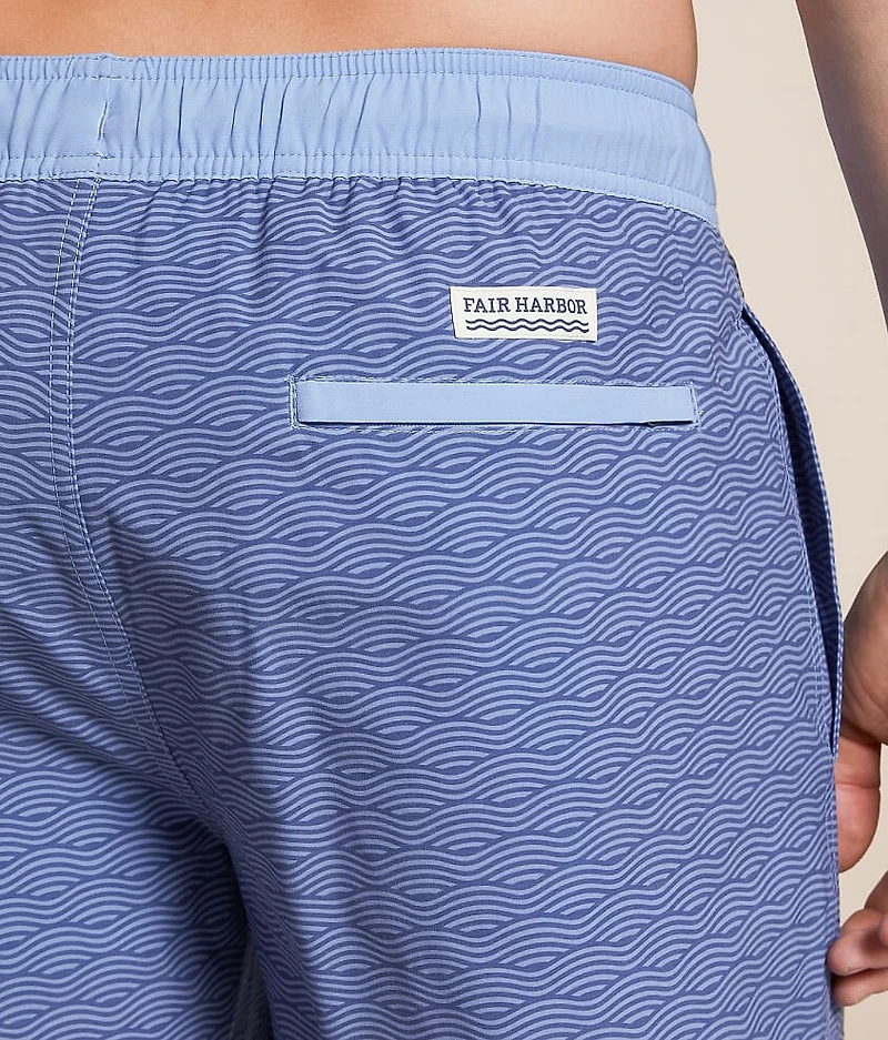 The Bayberry Blue Waves Stretch Swim Trunks