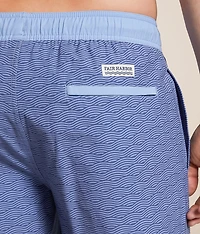 The Bayberry Blue Waves Stretch Swim Trunks