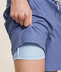 The Bayberry Blue Waves Stretch Swim Trunks
