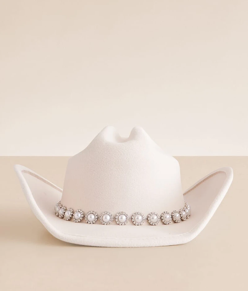 Faux Pearl Cowboy Hat