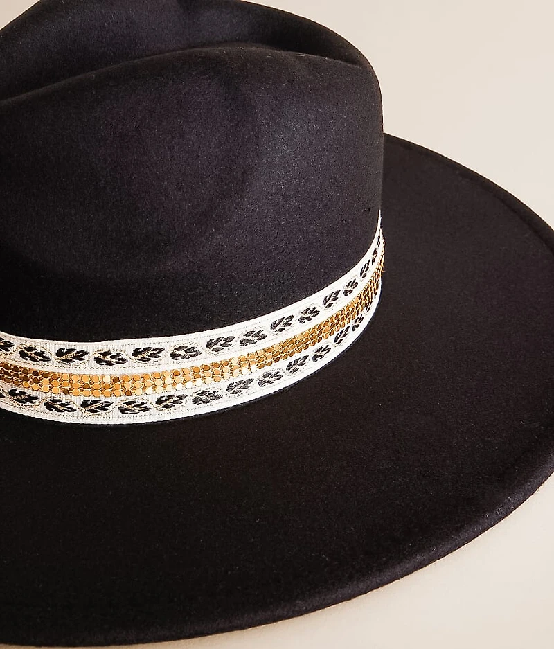 Metallic Banded Panama Hat