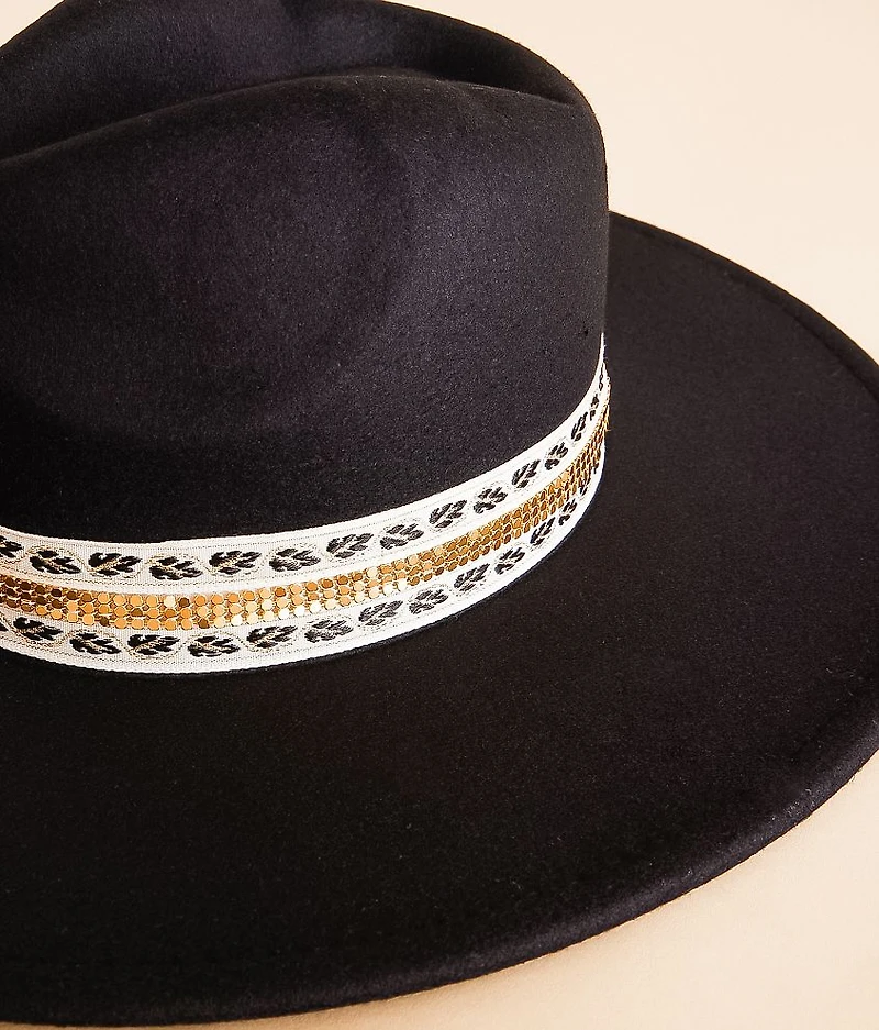 Metallic Banded Panama Hat