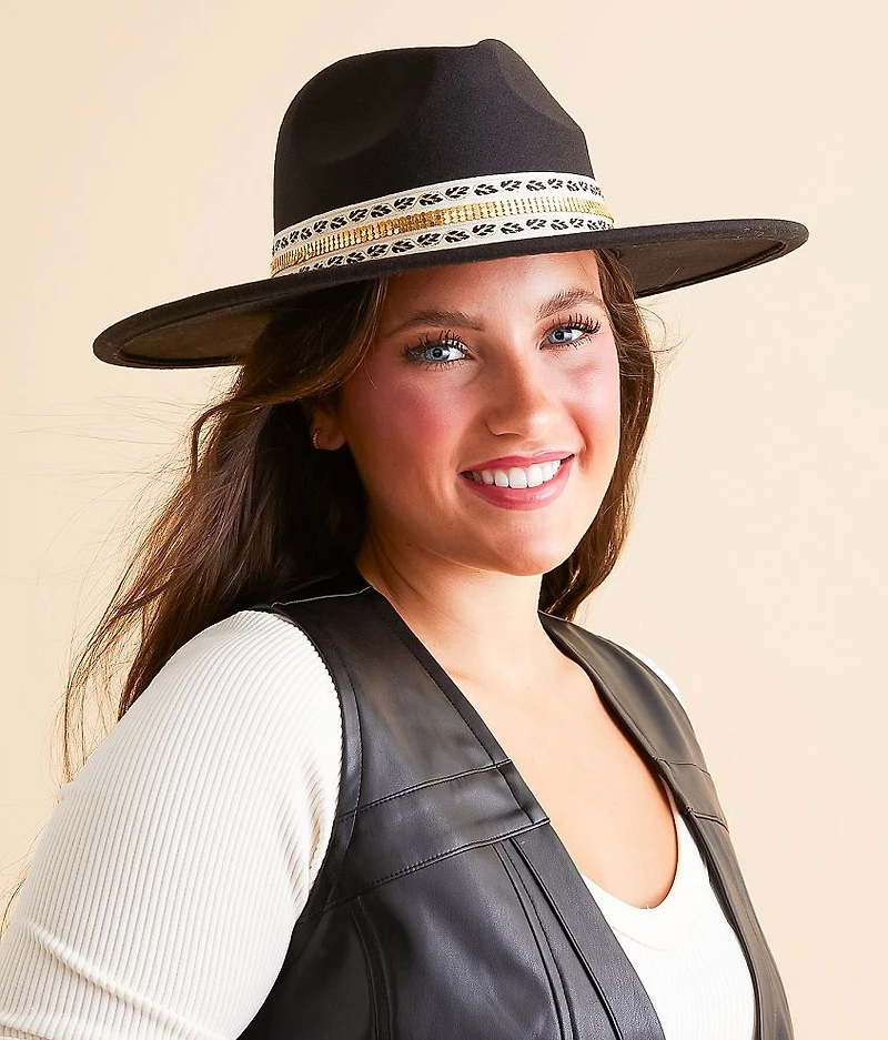 Metallic Banded Panama Hat