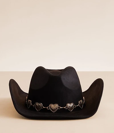 Sterling & Stitch Heart Concho Cowboy Hat