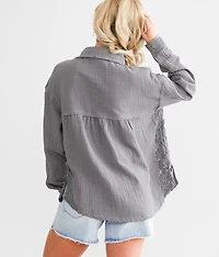 Pieced Sheer Lace Shirt
