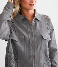 Pieced Sheer Lace Shirt