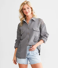 Pieced Sheer Lace Shirt