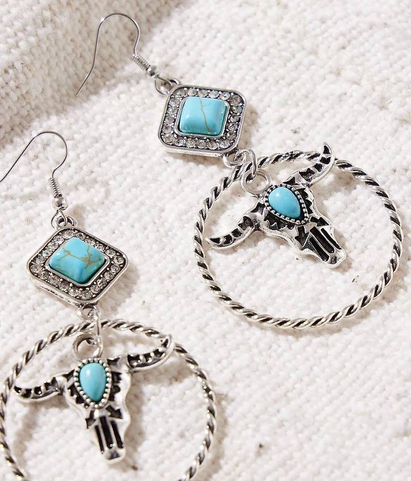 Western Steer Drop Earring