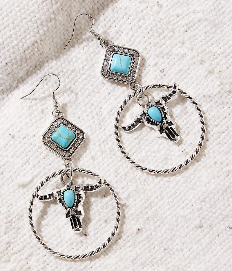 Western Steer Drop Earring