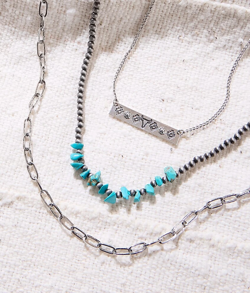 3 Pack Western Stack Necklace Set
