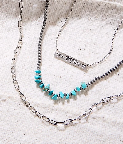 3 Pack Western Stack Necklace Set