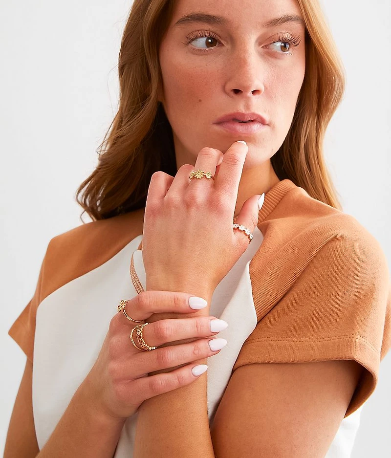 5 Pack Flower Ring Set