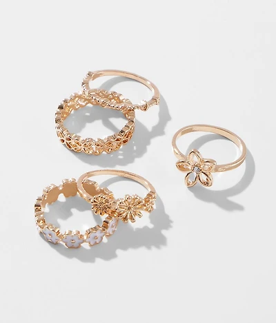 5 Pack Flower Ring Set