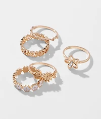 5 Pack Flower Ring Set