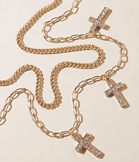 Tiered Glitz Cross Necklace