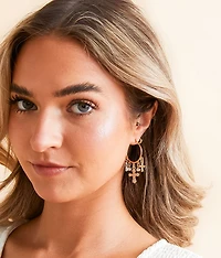 Glitz Cross Charm Hoop Earring