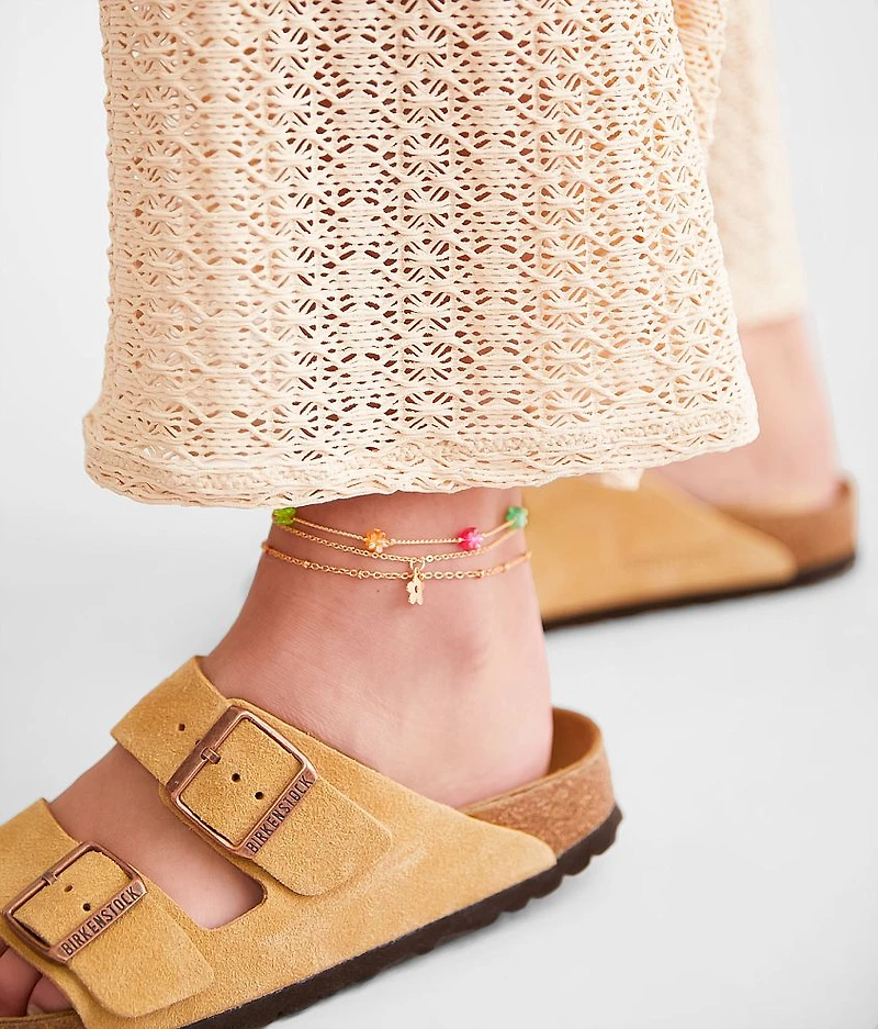 3 Pack Flower Ankle Bracelet Set