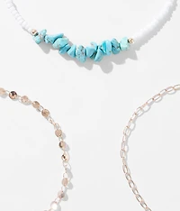 3 Pack Stone Ankle Bracelet Set